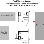 Layout of the staff dorm, lower level.