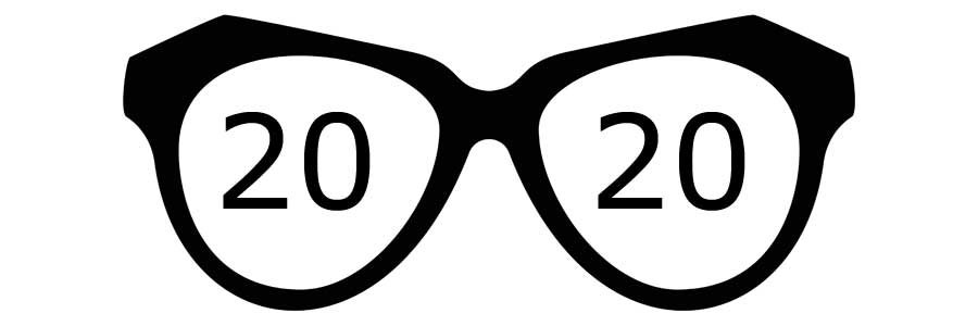 Pair of eyeglasses with the number 20 in each lens to visualize our 20/20 Capital Improvements vision for 2020.